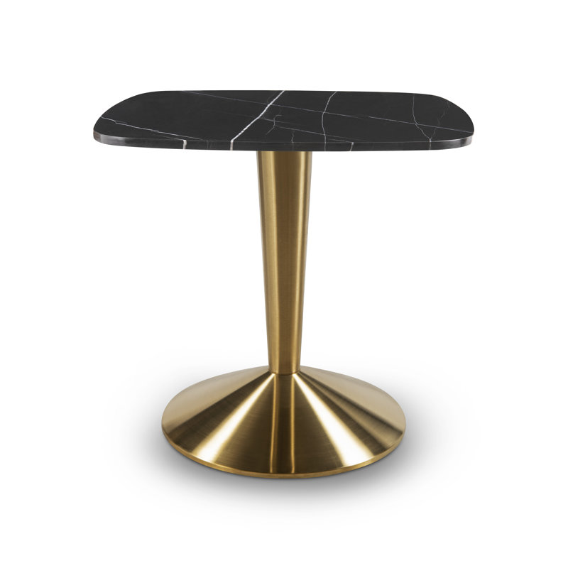 Laege Metal Base Dining Table, Black, Brass