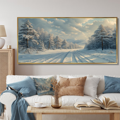 «White Gray Winter Road Into Forest II», art mural paysage d'hiver