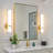 Modern Gold Wall Sconces Set Of 2 - 15W Dimmable LED Bathroom Vanity Lights With Acrylic Lampshade, Energy-Efficient Fixtures For Mirror Living Room Hallway 3000K Warm White