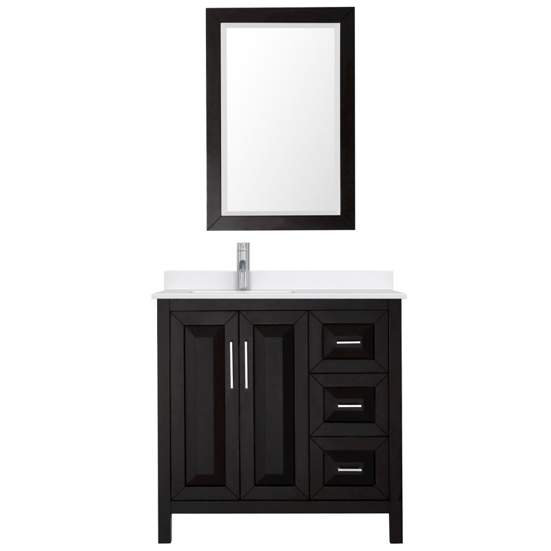 Daria 36'' W Single Vanity, Giotto Quartz, Brown, Polished Chrome