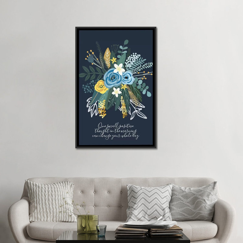 « bouquet i », impression sur toile, H 26 po x l 18 po x P 1,5 po, Toile avec cadre flottant noir, Pas de tapis