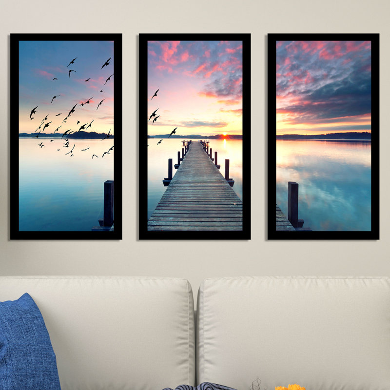 « learn to fly », ensemble de 3 reproductions d’art encadrées, H 33,5 po x l 52,5 po x P 1 po