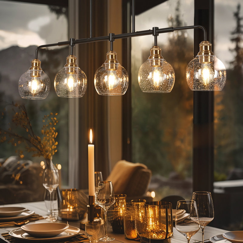 Luminaire suspendu linéaire pour îlot de cuisine 5 lumières Vouni