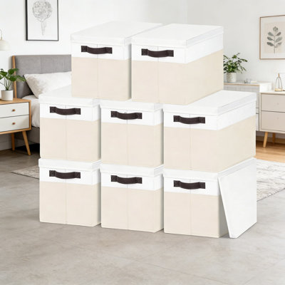 Large Stackable Storage Bins With Lids 8 Pack - Closet Organizer Bins, Fabric Storage Cubes With Handles For Clothes, Toys, Blankets, And Home Organiz