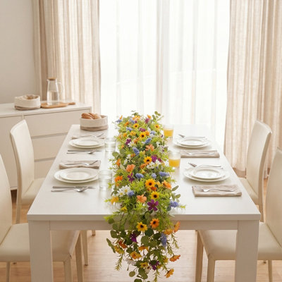 Guirlande 59,05 "avec fleurs d'eucalyptus et fleurs artificielles multicolores pour mariage et décoration de jardin