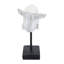 Figurine de baleine en céramique blanche patinée sur support - Sculpture de baleine texturée contemporaine pour la maison ou le bureau
