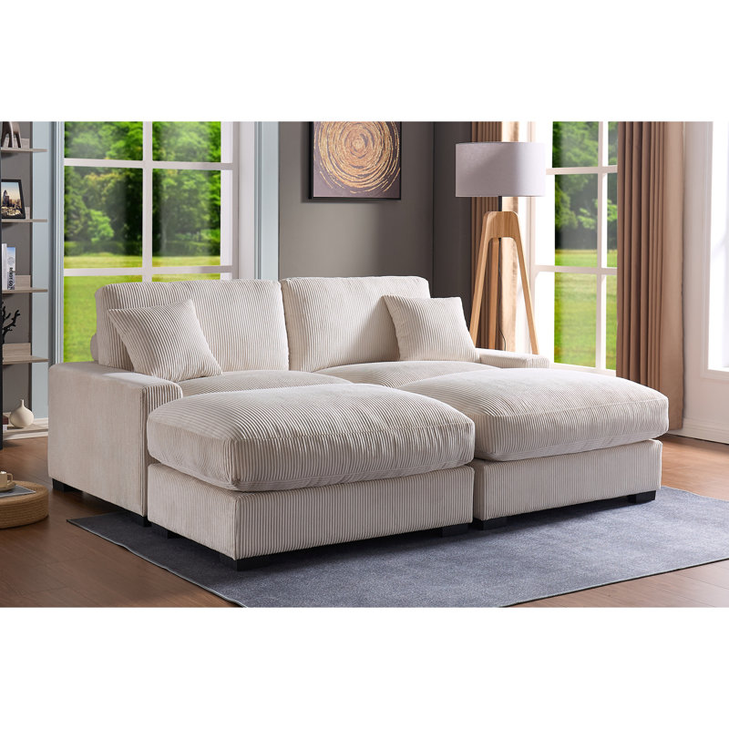 Canapé modulaire modulaire, canapé modulaire surdimensionné 4 places, tissu en velours côtelé avec 2 repose-pieds et 2 coussins, canapé modulaire modulaire pour le salon