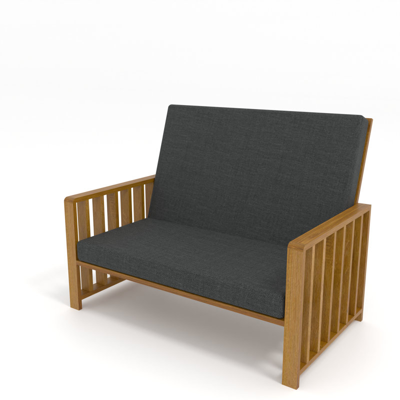 Caler 132 cm W Patio Sofa with Cushions, Navy, Tan