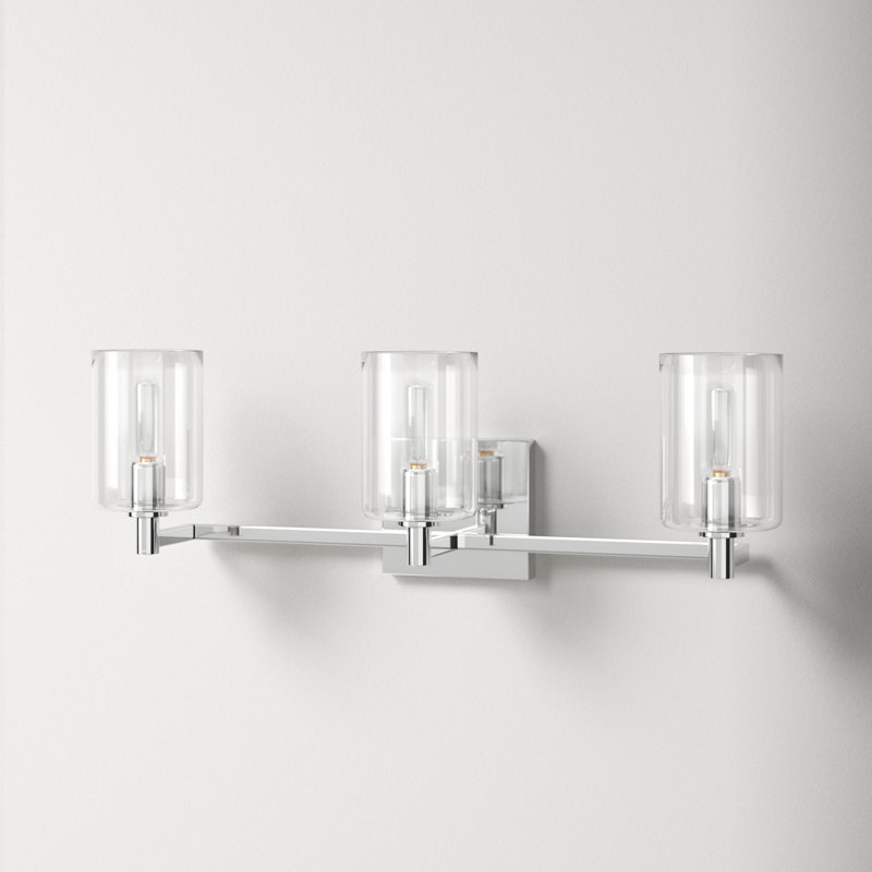 Signe Chrome 3-Light Dimmable Vanity Light with Clear Glass Shades