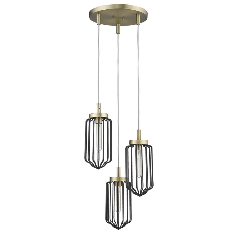 Dariel 3 - Light Aged Brass Cluster Pendant
