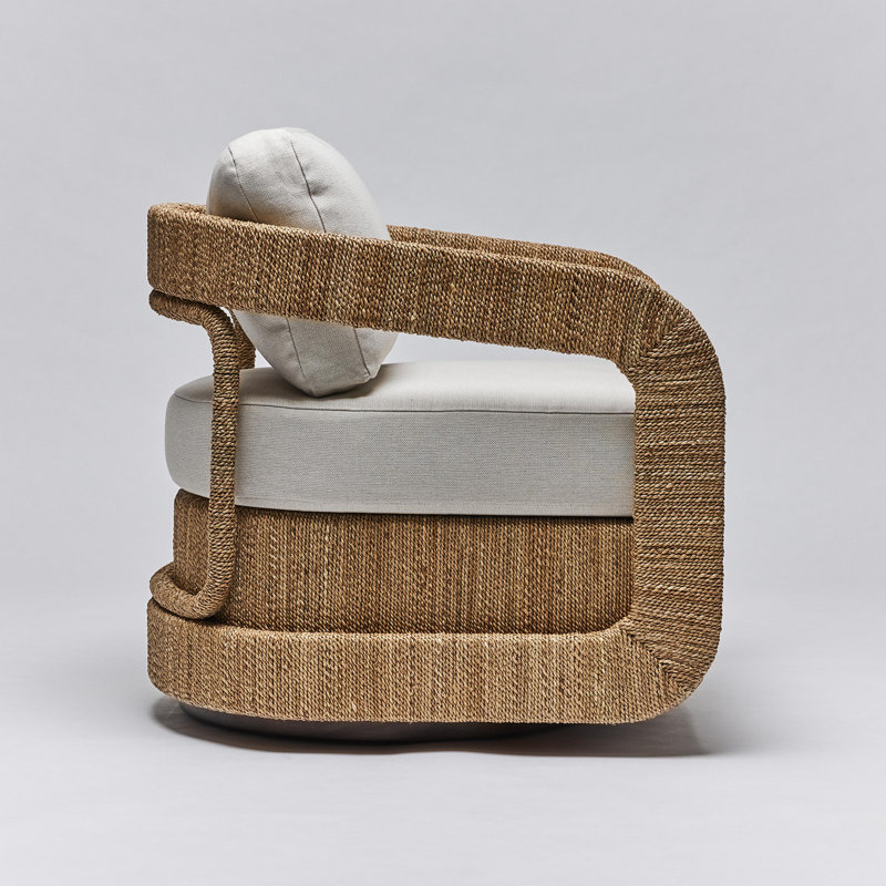 Harbour Swivel Armchair, Seagrass, Pebble Chenille