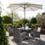 Dubose 8 Seater Rattan Round Garden Dining Set with Parasol - Black-119009406