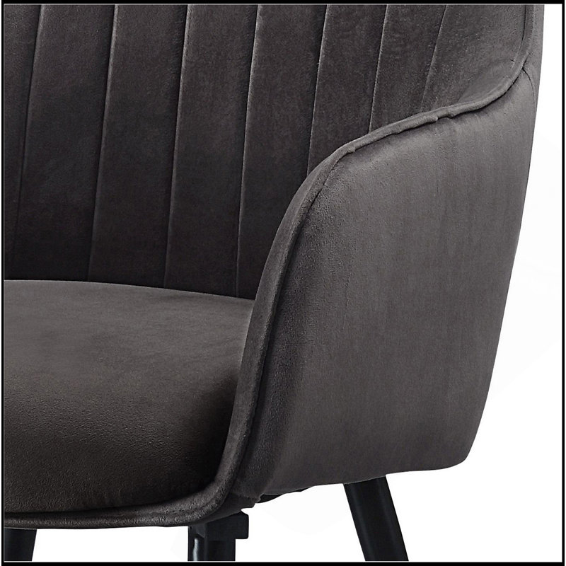 Ensemble de 2 chaises de salle à manger capitonnées gris foncé et noires