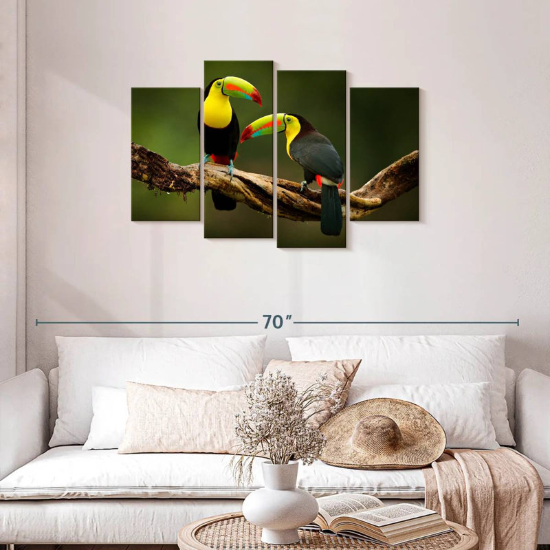 Toucans On Branch, 27" H x 43" W