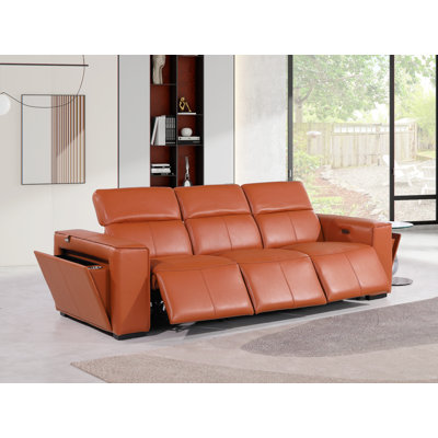 Top Grain Italian Leather Modular Power Triple Reclining Sofa With Power Headrests