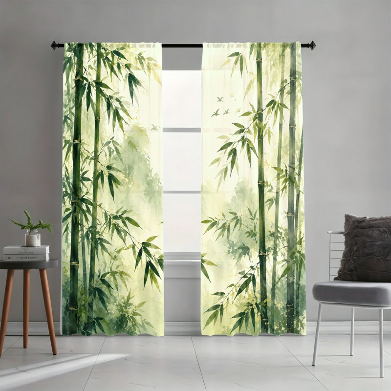 Rideaux filtrant la lumière 2 pièces Serene Bamboo Forest, L 52 po x H 63 po x 2 pièces