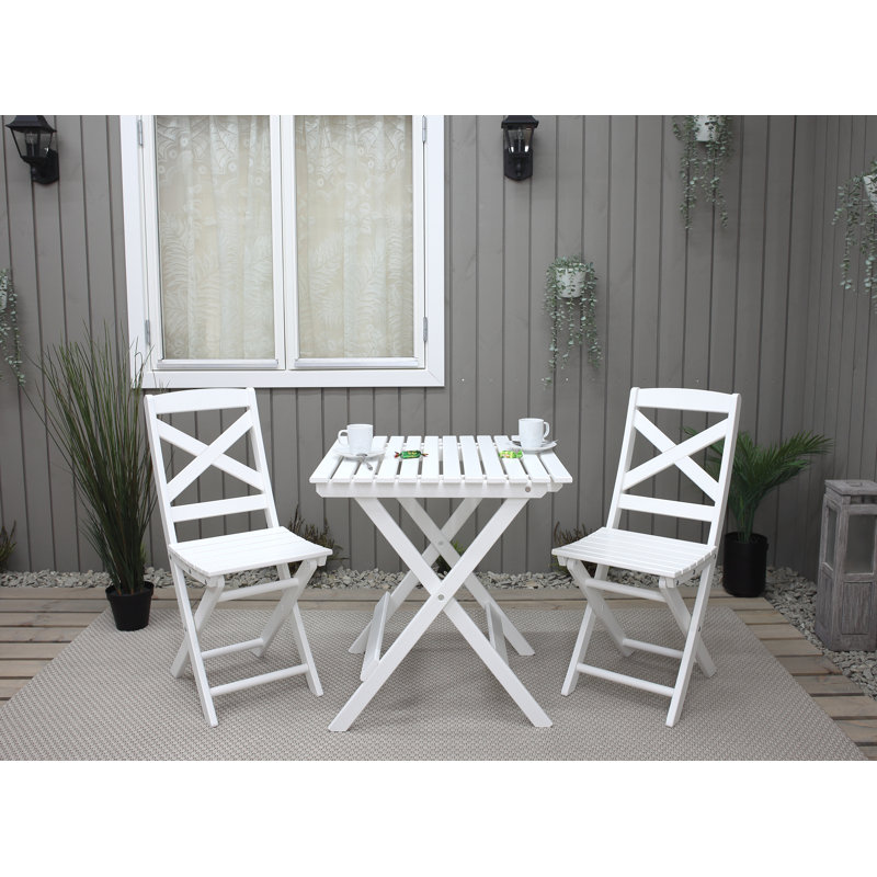 Arlott 2 - Person Wood Patio Dining Set with Square Table, White