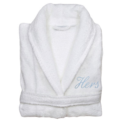Hers peignoir en blanc, bleu ciel &