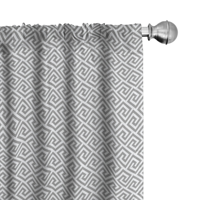 Greek Key Geometric Semi-Sheer Rod Pocket Sliding Panel, 28" x 63"