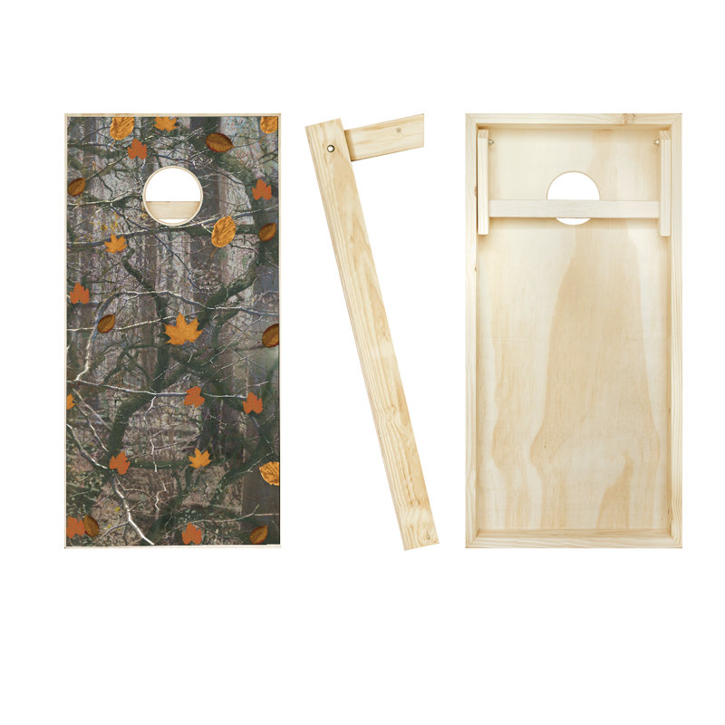 Ensemble de cornhole en bois massif 2 pi x 4 pi avec sacs, Noir / Gris