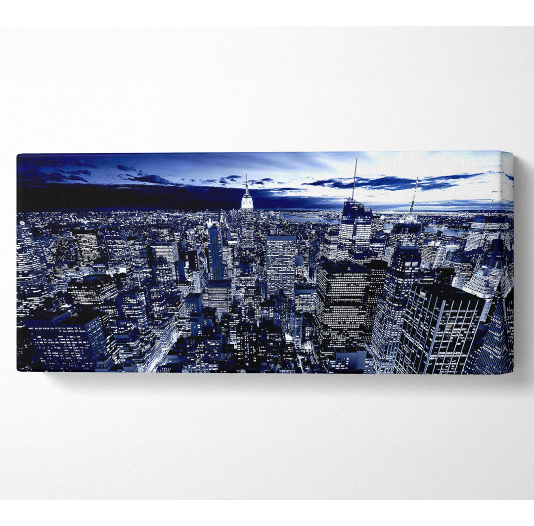 New York in Blau Panoramaleinwand