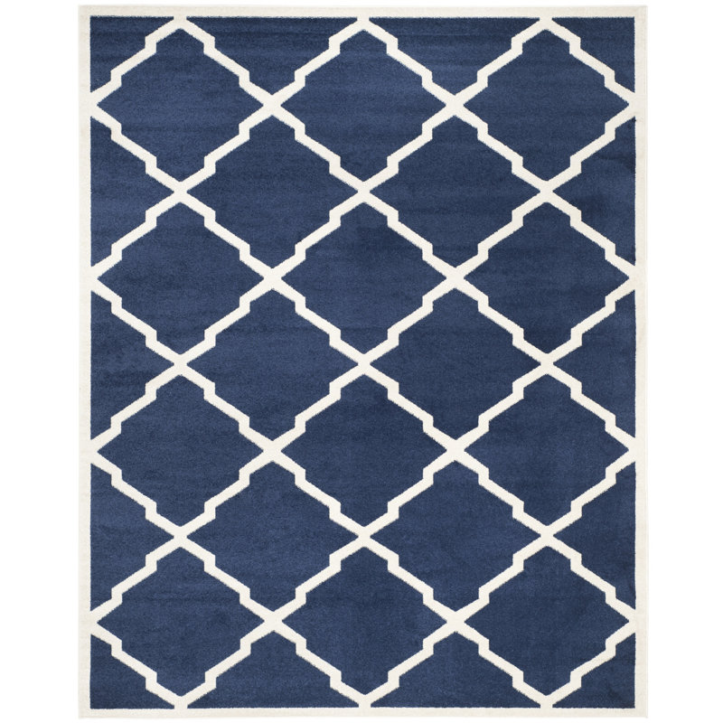 Ammundsen Geometric Navy/Beige Area Rug, Rectangle 10' x 14'