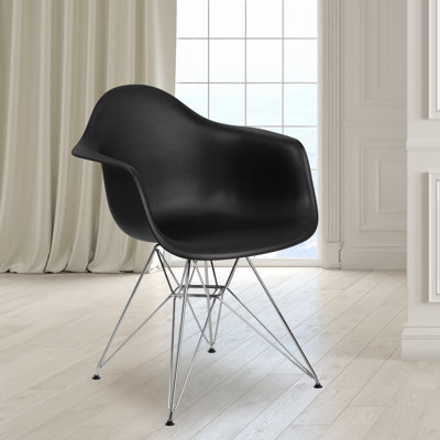 Allensville Plastic Chair with Arms and Chrome Base