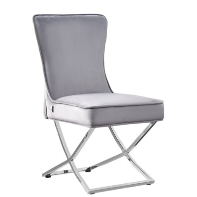 Yulin Modern Velvet Dining Chair - Ergonomic Velvet Upholstered Back with Golden Stainless Steel Frame - Side Chair for Kitchen Living Room Dining Room - Single