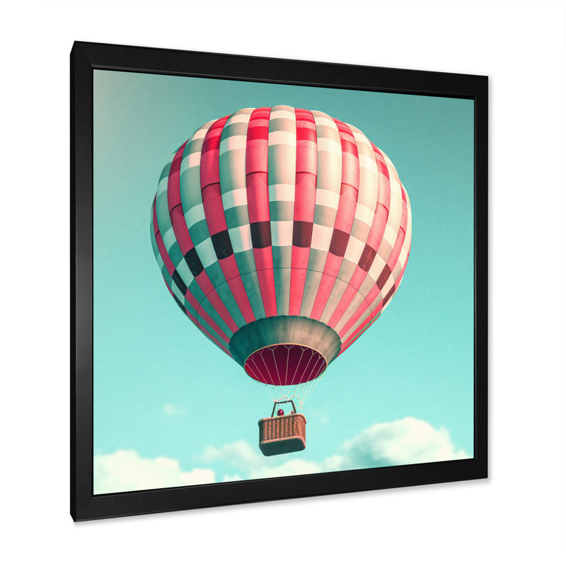 Paysage de ballon à air chaud rétro II, H 16 po x l 16 po x P 1 po, Cadre photo noir