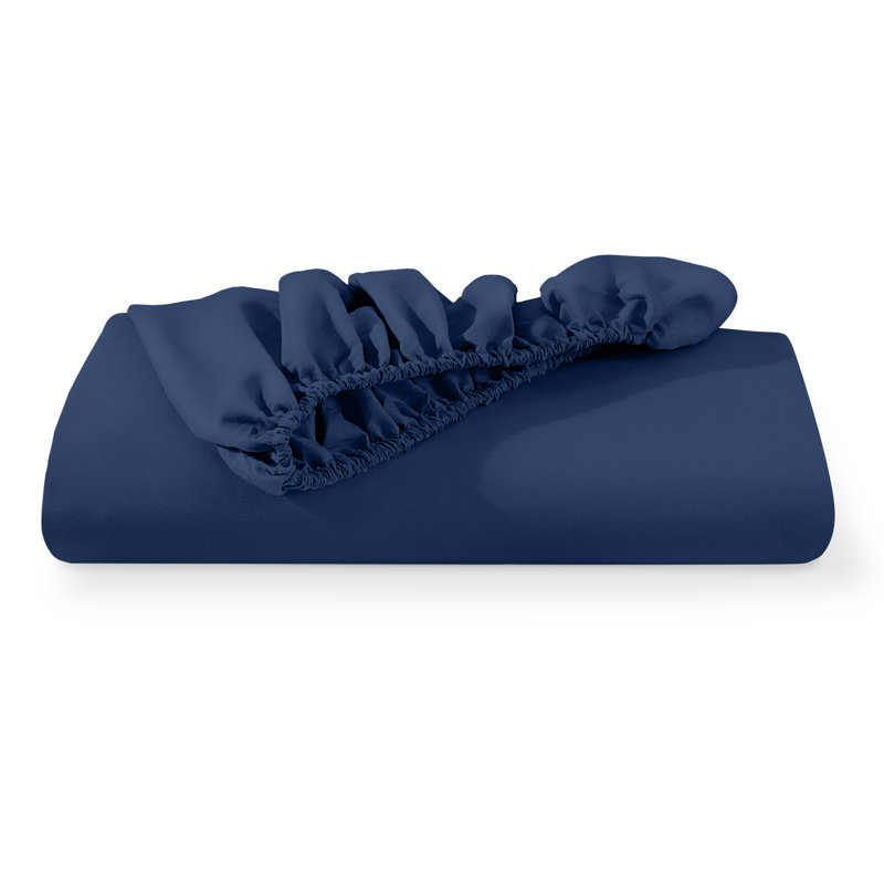 Microfiber Fitted Sheet, Dark Blue, Twin Fitted Sheet