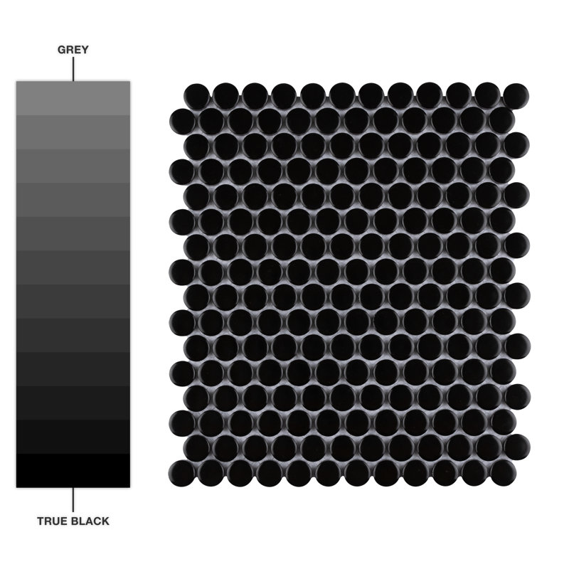 Metro Penny Matte Black 9-3/4" x 11-1/2" Porcelain Mosaic Floor and Wall Tile