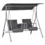 Balancelle de porche Outsunny pour 2 personnes avec support, auvent, table de rangement et porte-gobelets, coussins en polyester gris pour terrasse et jardin