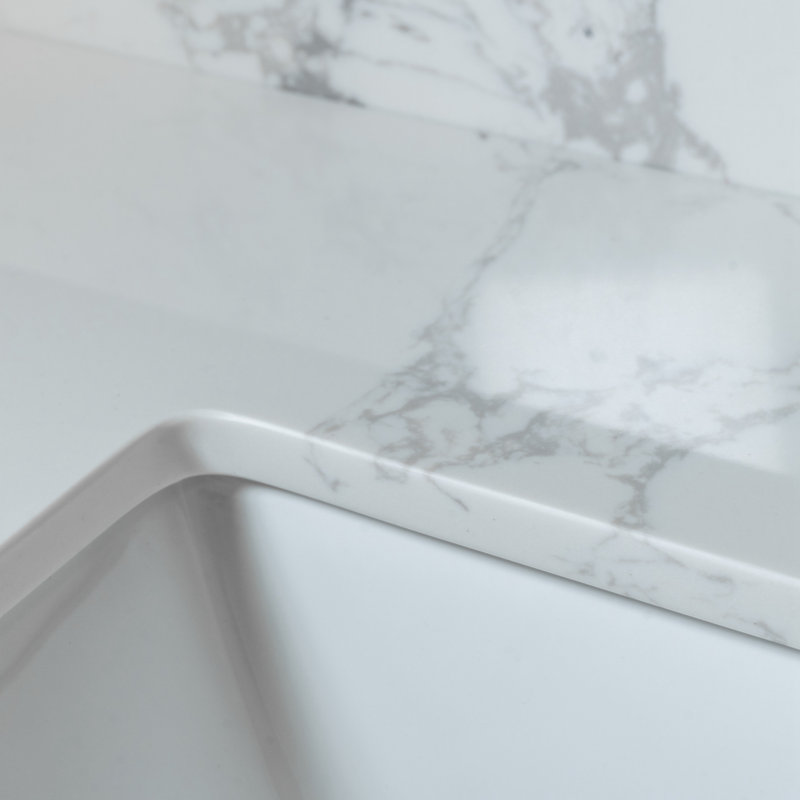 Myhomekeepers 26.83'' White Stone Rectangular Bathroom Sink