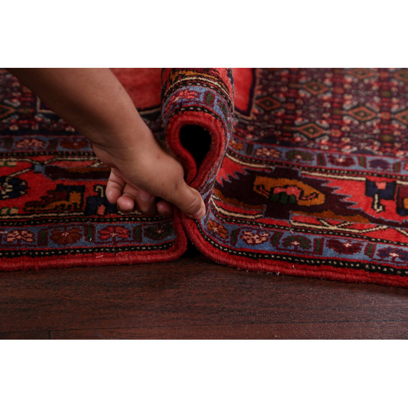Tapis décoratif en laine de conception unique noué à la main New Age Bidjar rouge 4 pi 4 po x 5 pi 5 po