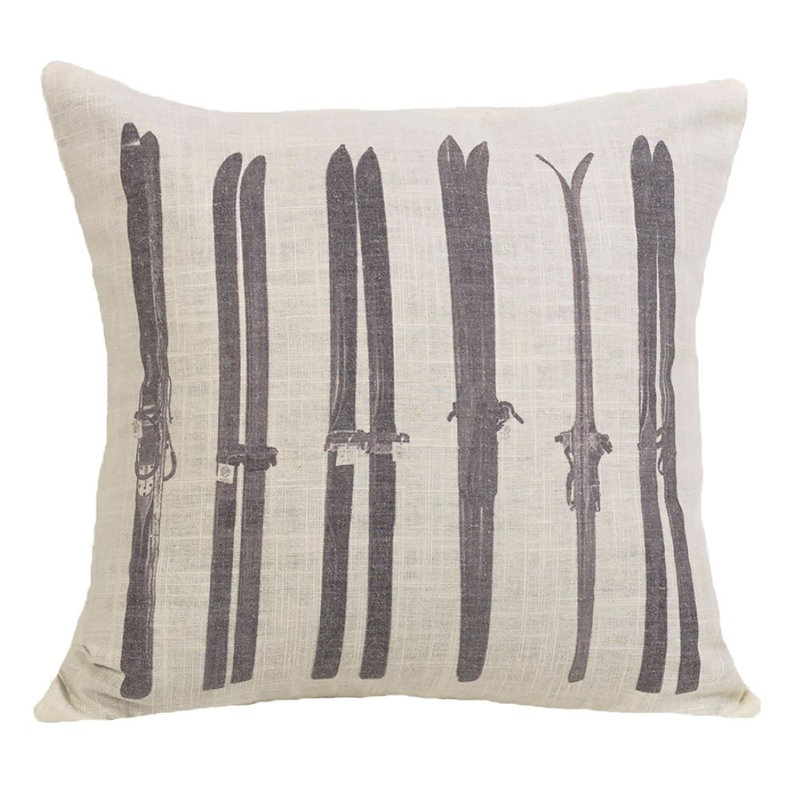 Coussin gris à motif de ski Southwestern 18 x 18 po