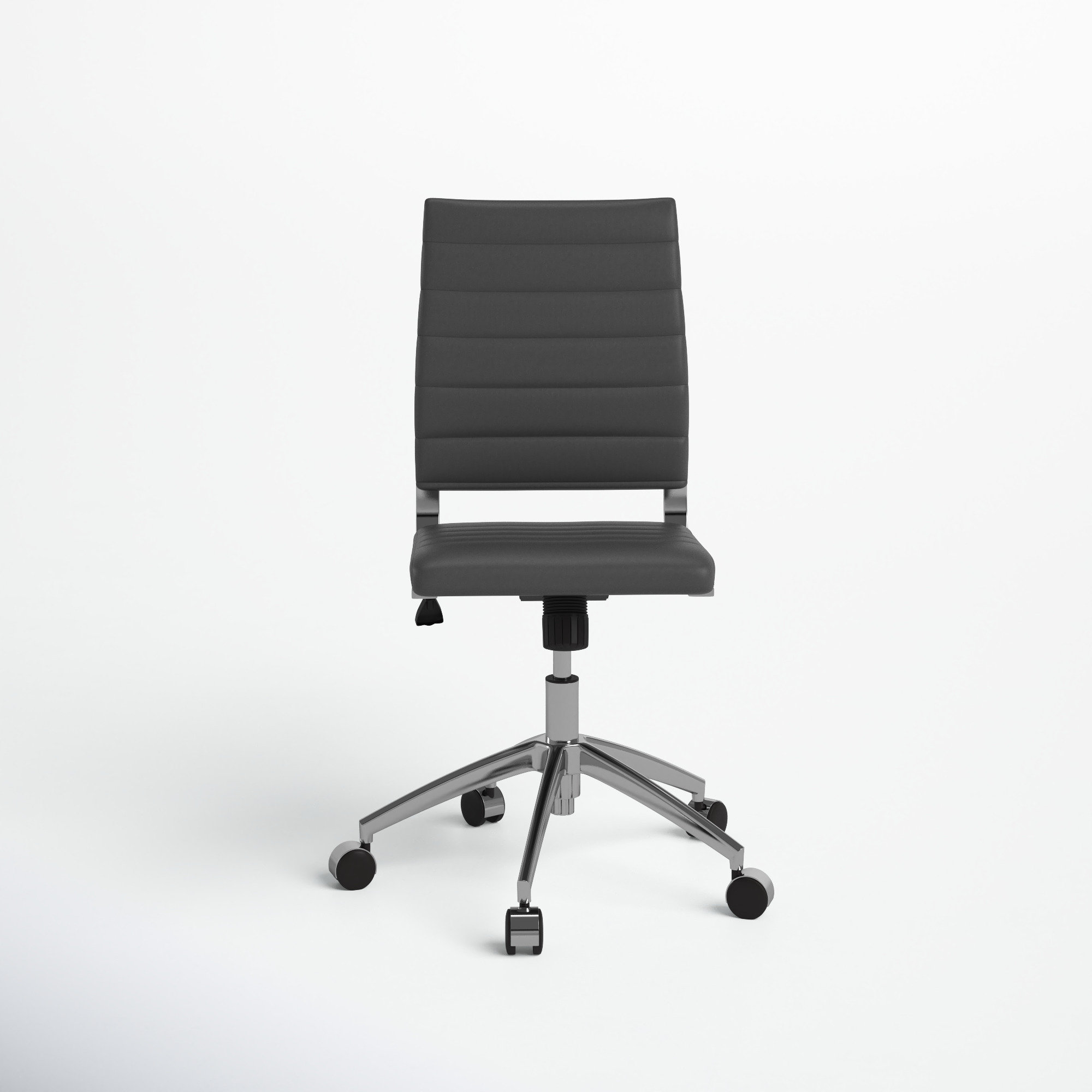 Rossie Swivel Office Chair, No, Gray Faux Leather