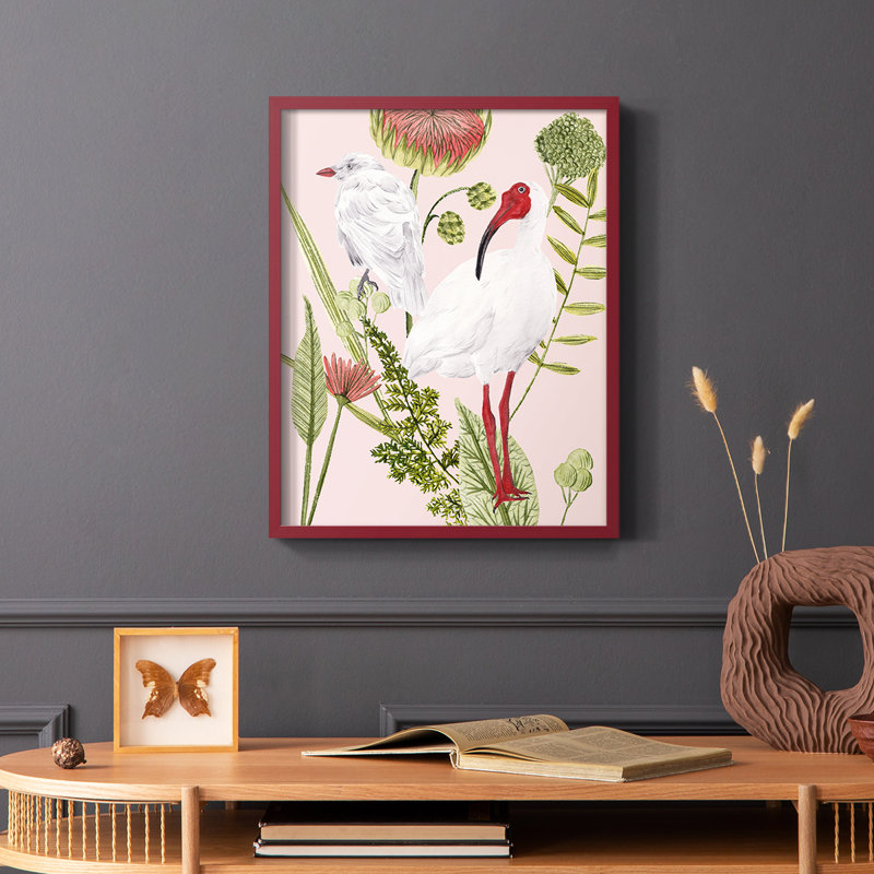 Birds in Motion II, reproduction encadrée - bois massif, Rouge, H 10 po x l 8 po