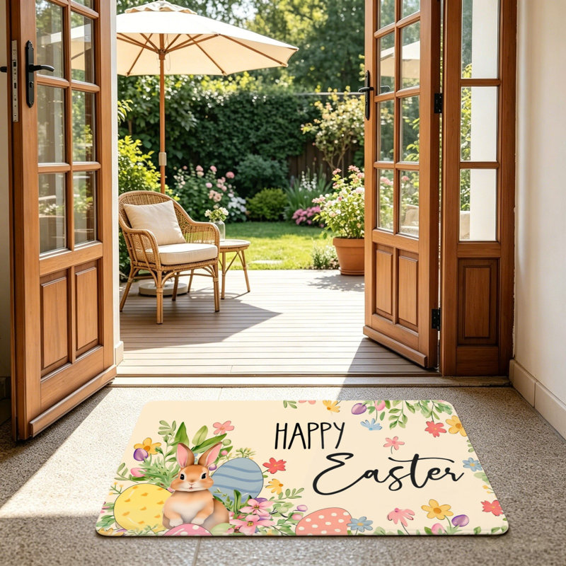 Tapis de sol Joyeuses Pâques 24 po x 36 po pour l'extérieur et l'intérieur