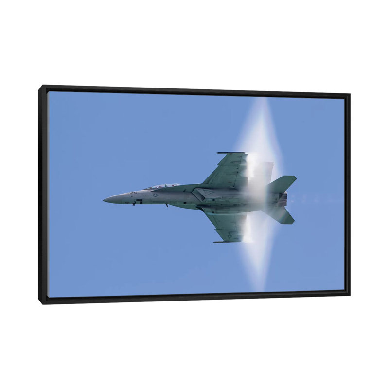 " A US Navy F/A-18F Super Hornet Flies By At High Transonic Speed " by Rob Edgcumbe, 18" H x 26" W x 1.5" D, No Mat