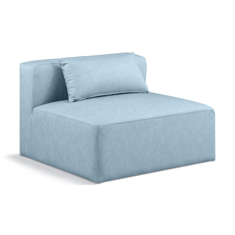 Chaise d'appoint en cuir Iyonnie Vegan, Cuir végétalien bleu clair