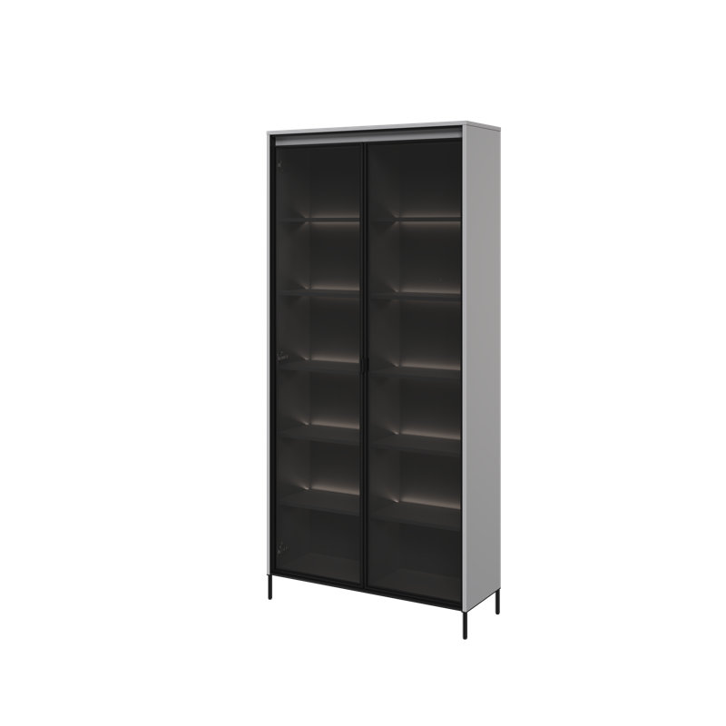 Vannatta Display Cabinet, Light Grey/Black