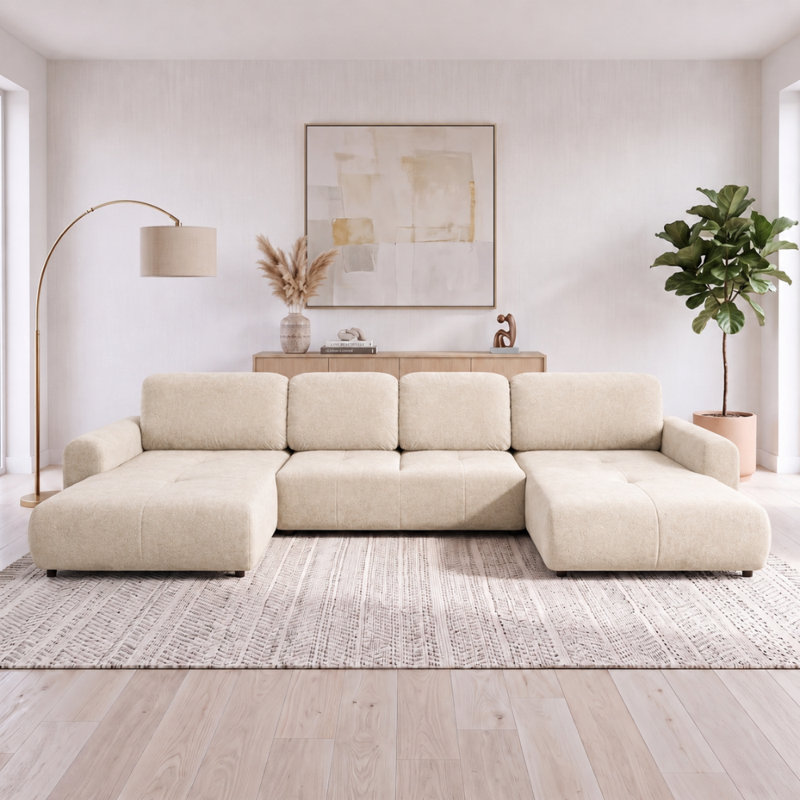 Bingo U-Shaped 6 Seater Sofa Bed, Beige POP 6