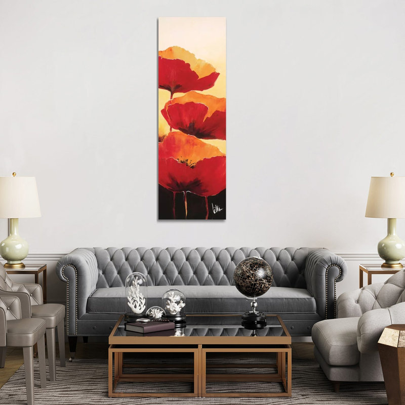 Three Red Poppies I by Jettie Roseboom - Wrapped Canvas Panoramic Print, 182.88 cm H x 60.96 cm W
