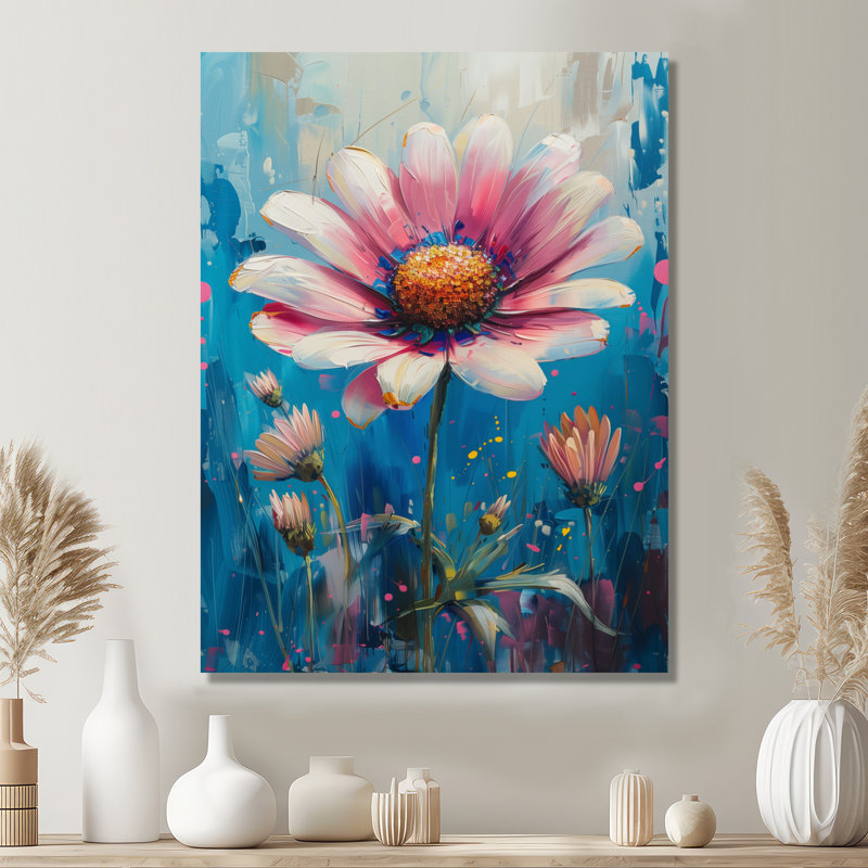 Décoration murale fleurs bleues et bleues vibrantes II - Bleuet, H 20 po x l 12 po x P 1 po, Toile tendue