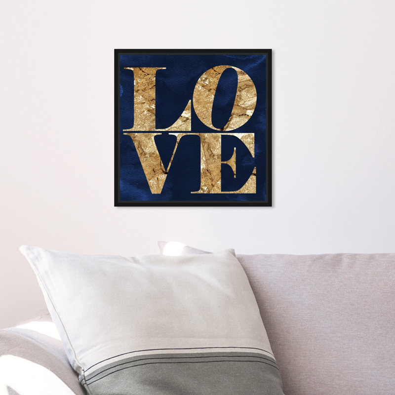 Toile pour chambre à coucher bleu marine, Cadre en bois noir, H 13 po x l 13 po