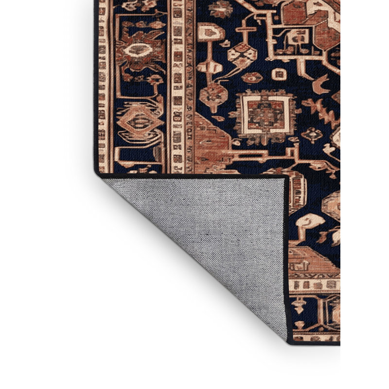 Tapis brun lavable à la machine, Rond 3 pi