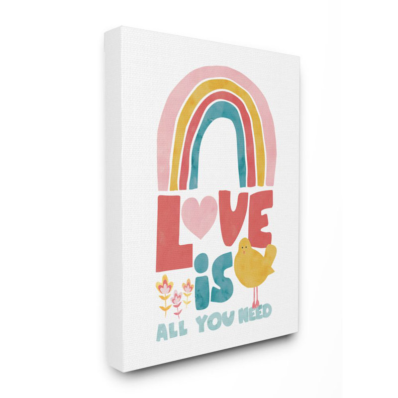 Impression d’art graphique, "l’arc-en-ciel amour" par Jennifer McCully, Toile tendue, H 40 po x l 30 po x P 1,5 po