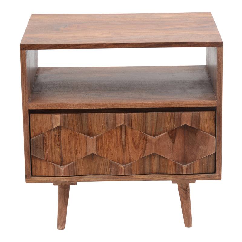 1 - Drawer Solid Wood Nightstand, Brown