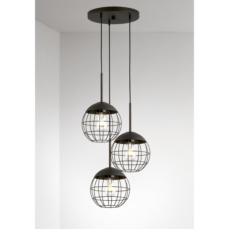 Luminaire suspendu en verre Melveen Globe, Bronze foncé