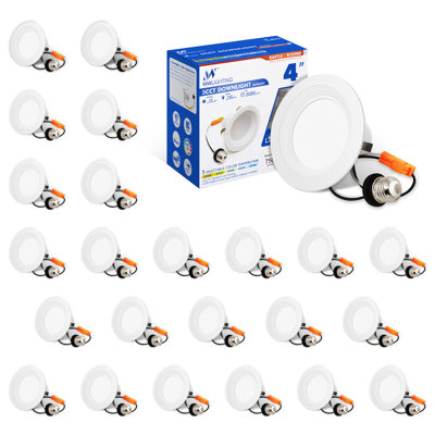 24 Pack 4 Inch LED Recessed Lights,75W Equivalent,750LM, 5CCT, Can Lights, Baffle Trim, IC,Wet Rated, Energy Star, ETL and California JA8 Certified -  MW LIGHTING, MW-RD410BA-27/30/35/40/50K-24PK